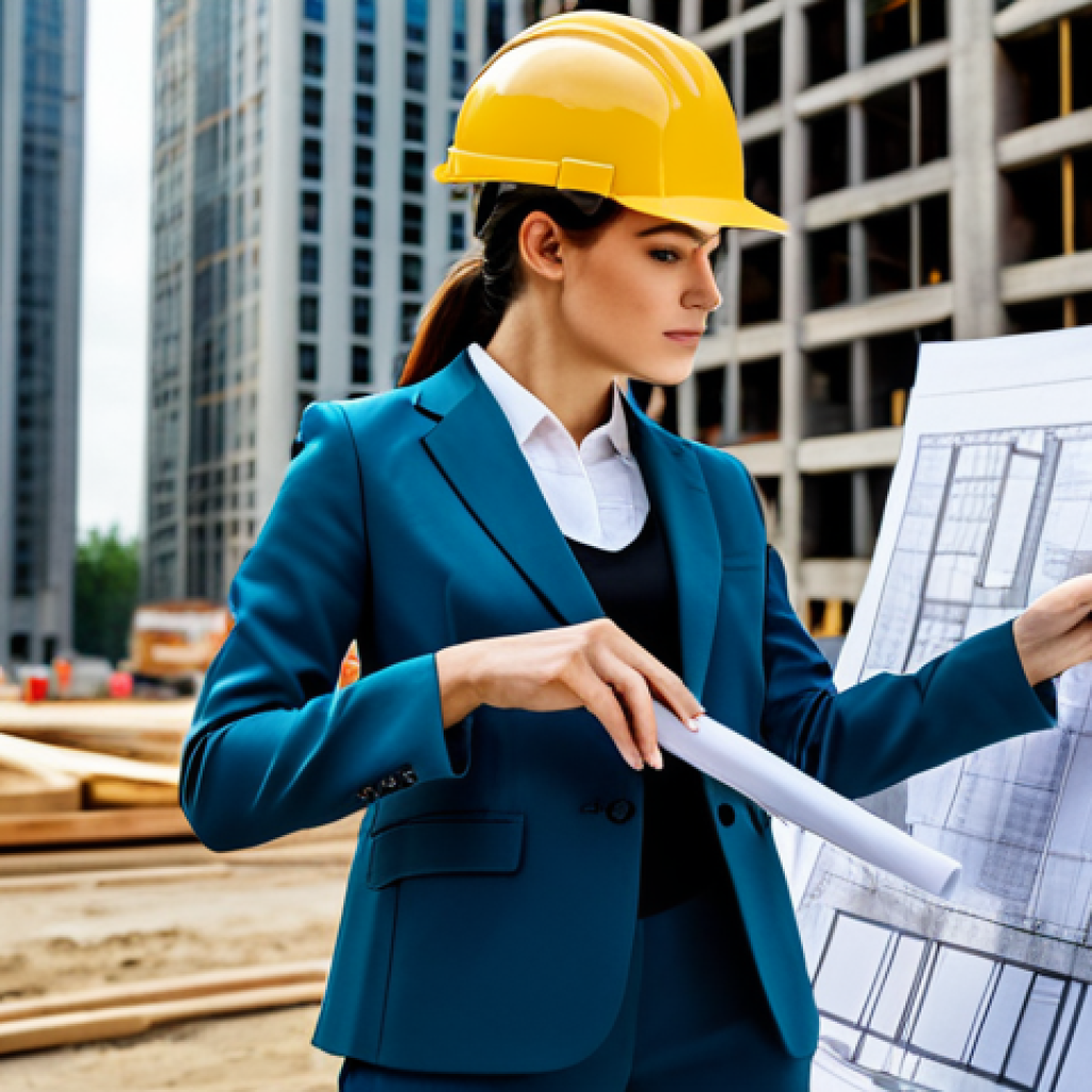 코트디부아르에서 일자리 찾기 - **
A professional female architect in a fully clothed, modest business attire (pantsuit), reviewing...