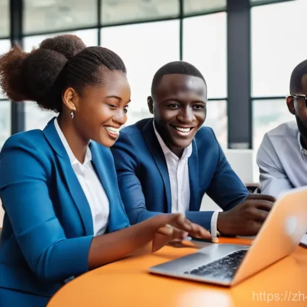 코트디부아르 노동 시장 현황 - Dynamic Ivorian Youth in a Modern Urban Setting**
A group of diverse young Ivorian professionals, sm...