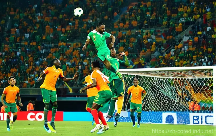 코트디부아르 vs 카메룬 축구 역사 - **Prompt:** An action-packed football image featuring two legendary players from Cameroon: Samuel Et...