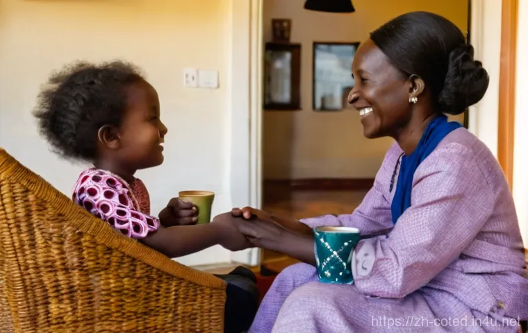 코트디부아르 가사도우미 문화 - **Prompt 1: The Heart of the Home**
"A warm and tender moment captured inside a contemporary, ta...