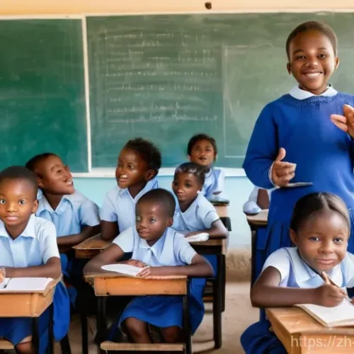 Home 15 코트디부아르 초등교육과 문맹률 - **Prompt:** A diverse group of Ivorian primary school children, both boys and girls, aged 6-10, are ...