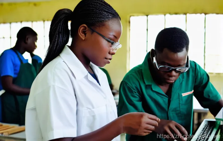 코트디부아르 초등교육과 문맹률 - **Prompt:** A diverse group of Ivorian primary school children, both boys and girls, aged 6-10, are ... 코트디부아르 초등교육과 문맹률 - **Prompt:** A diverse group of Ivorian primary school children, both boys and girls, aged 6-10, are ...